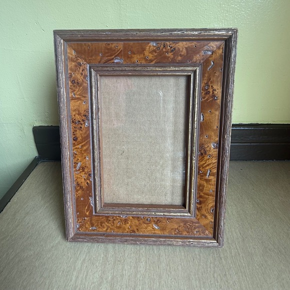 Martin Aborn Other - Martin Aborn Picture Frame 5x3.5 Brown Gold Excellent Burl Wood Distressed Rusti